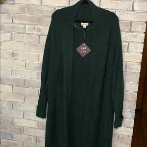Women’s green cardigan long